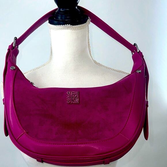 New Steve Madden Magenta Suede Shoulder Bag. see video Boho - Picture 3 of 11
